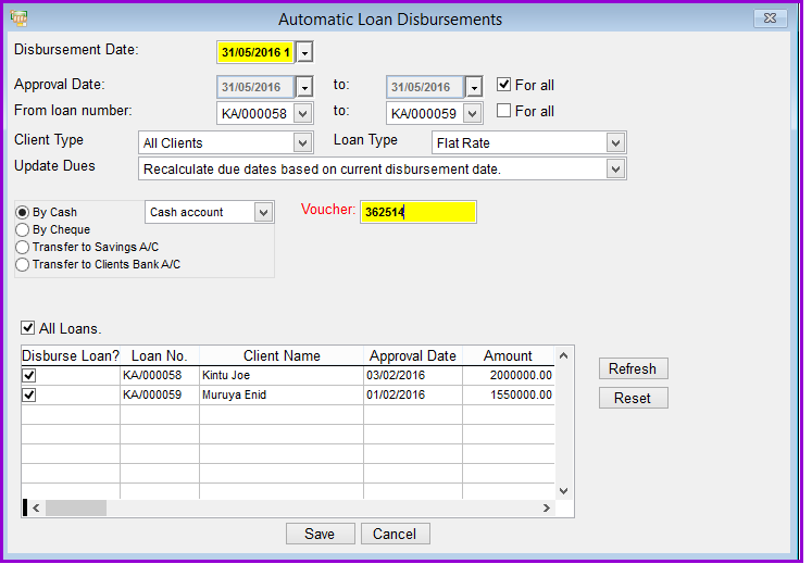 Automatic Loan Disbursement